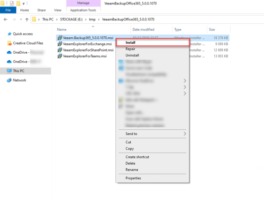 Lauch Veeam.backup365_xxyy.msi