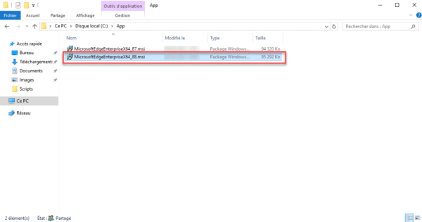 Copy the MSI file to the shared folder