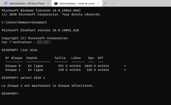 select disk