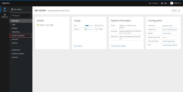 Module docker container available on cockpit