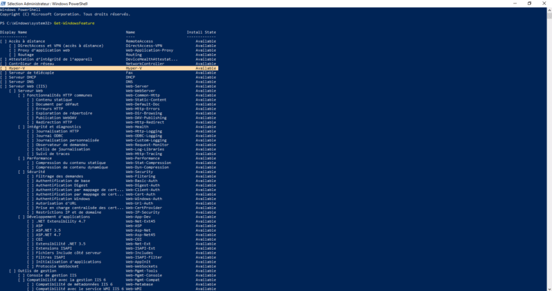 Get-WindowsFeature