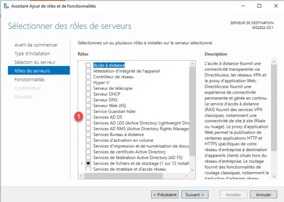 Select AD DS - Active Directory