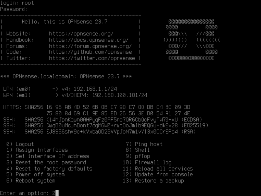 Opnsense Shell Menu