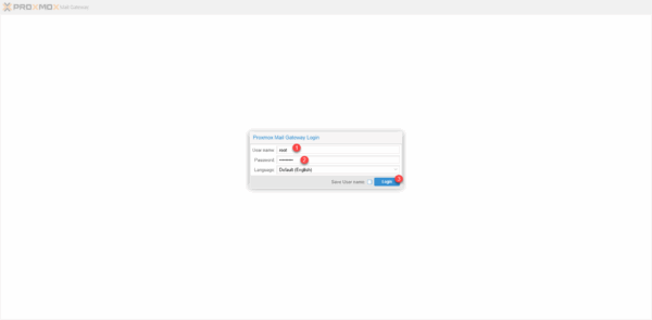Proxmox Mail Gateway - Form Login