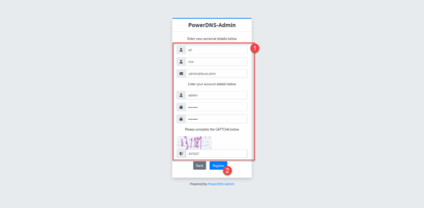 PowerDNS-Admin - Create first accout
