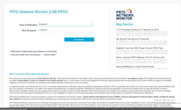 Interface web PRTG