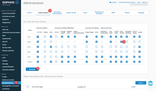 Autoriser l'accès sans client depuis le WAN