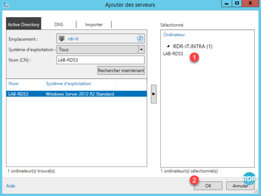 Choix du serveur a ajouté