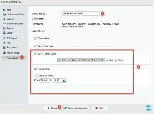 Configurer un objet de temps