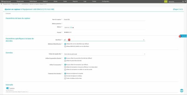 Configuration du capteur