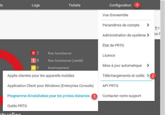 Menu d'acces aux programmes d'installation