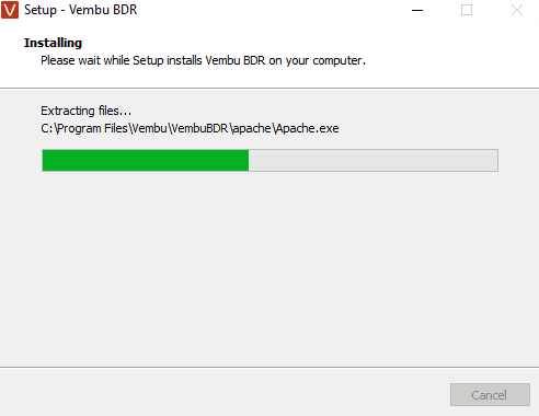Installation vembu en cours