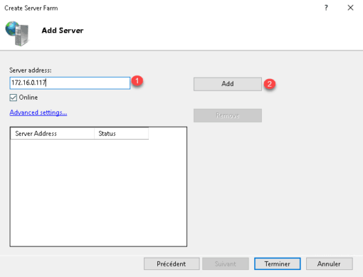 Indiquer les serveurs web qui héberge l'application