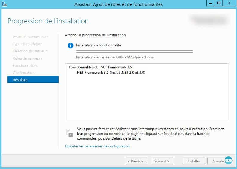 Installation en cours 1/2
