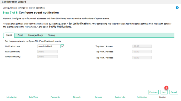 Wiard : Configuration des notifications