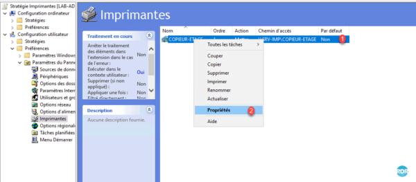Modification de l'imprimante