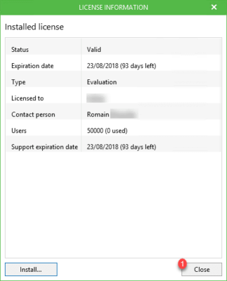 licence installée