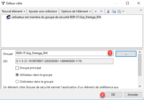 Selection de groupe : Grp_Partage_RW