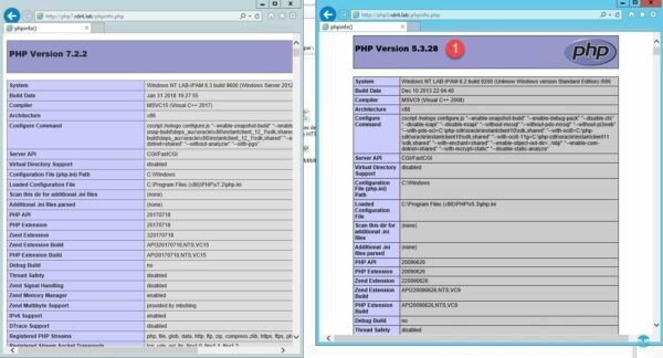 Las versiones de PHP son diferentes