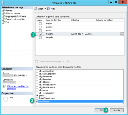 Nouvelle connexion - Mappage utilisateur