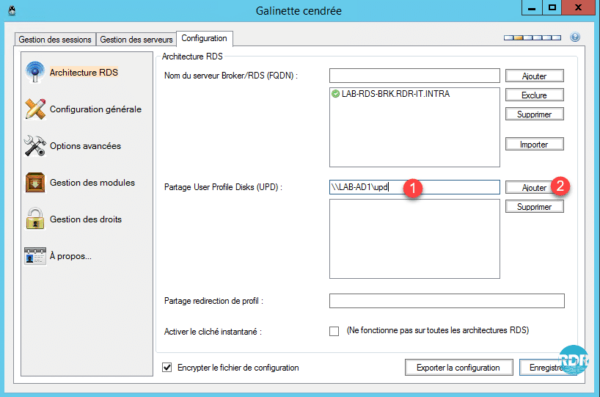 Ajout partage disque de profil utilisateur