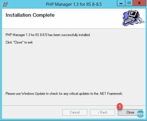 Instalación de PHP Manager para IIS completada