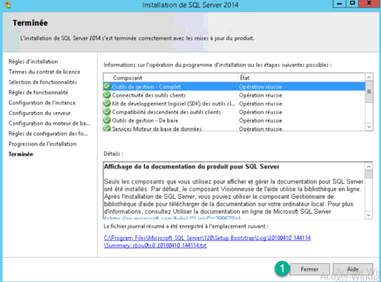 Installation terminée