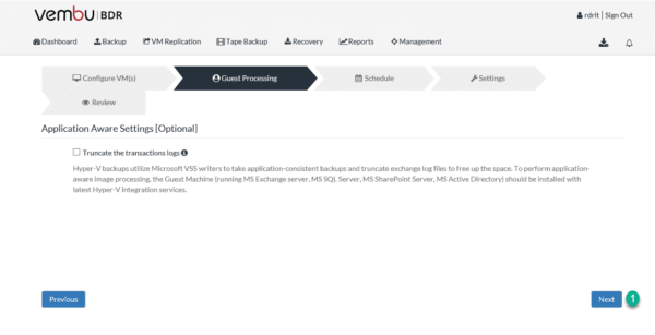 Vembu : configuration de la rotation des logs