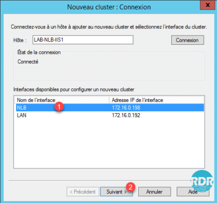 Sélectionner interface NLB
