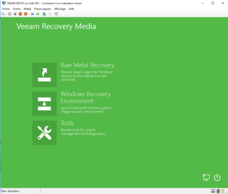 Menu Veeam