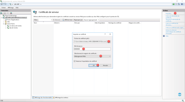 Importer le certificat