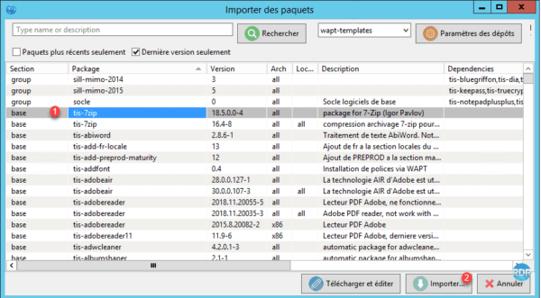 Sélectionner le paquet