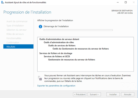 Wait during install FSRM