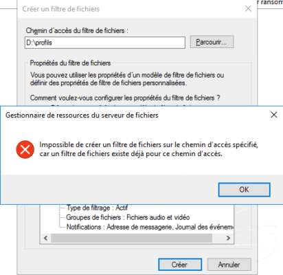 Message d'erreur