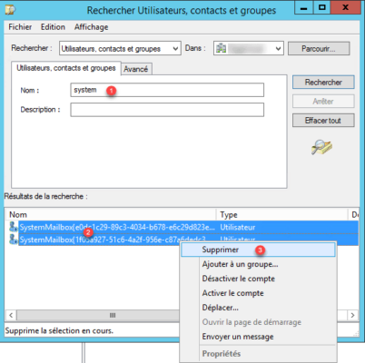 Decommission exchange : suppression des utilisateurs SystemMailbox