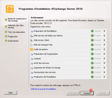 Désinstallation terminée