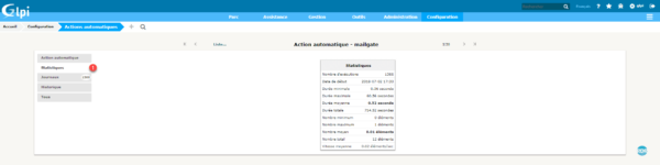 Statistique d'une action dans GLPI