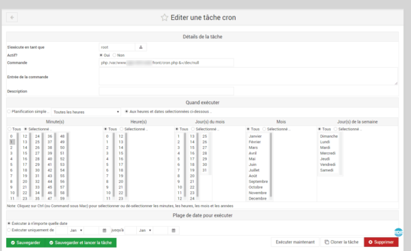 Webmin cron