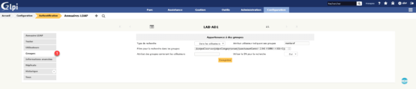 Parametre de la liaison des groupes