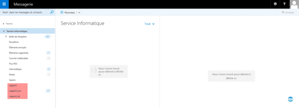 Dossiers de la boite e-mail
