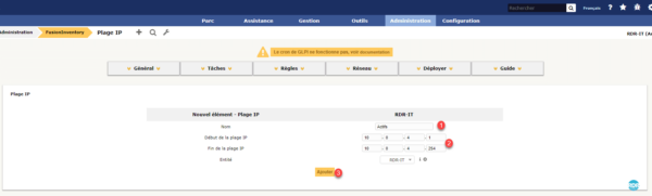 FusionInventory : ajout plage IP
