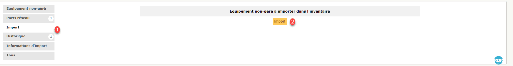 Importer l'équipement