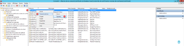 Console MMC certificat