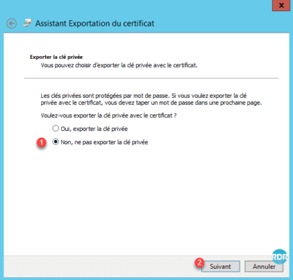 Export sans cle privee