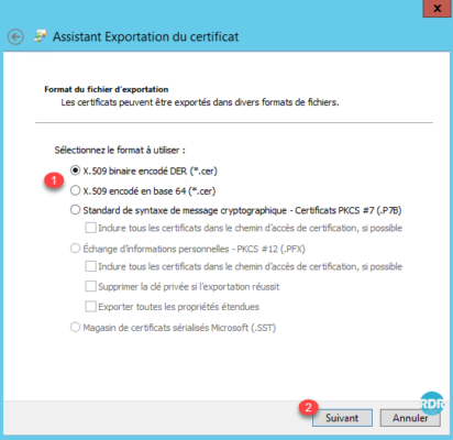 Format du certificat