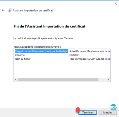 Fermer l'assistant pour lancer l'import