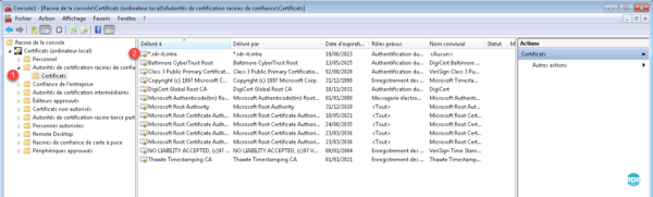 Certificat sur le poste client