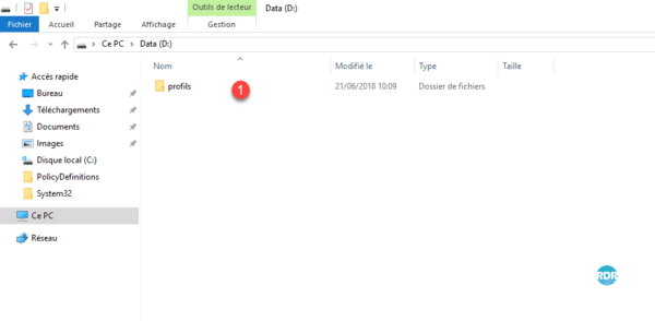 Redirection de dossier : création des dossiers sur le serveur