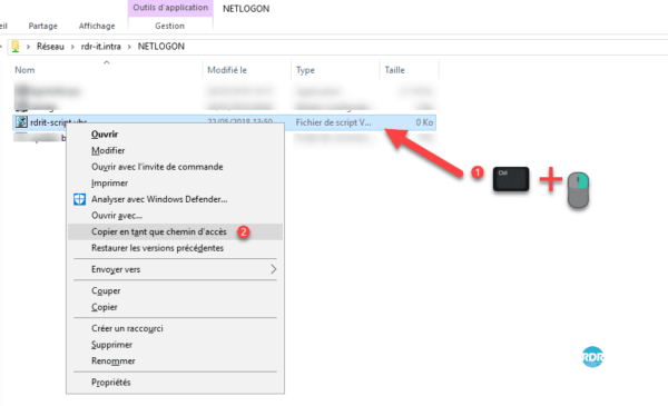 Copier le chemin d'acces du script d'ouverture de session
