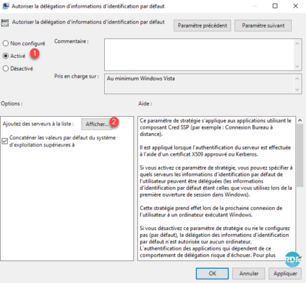 Activer le parametre